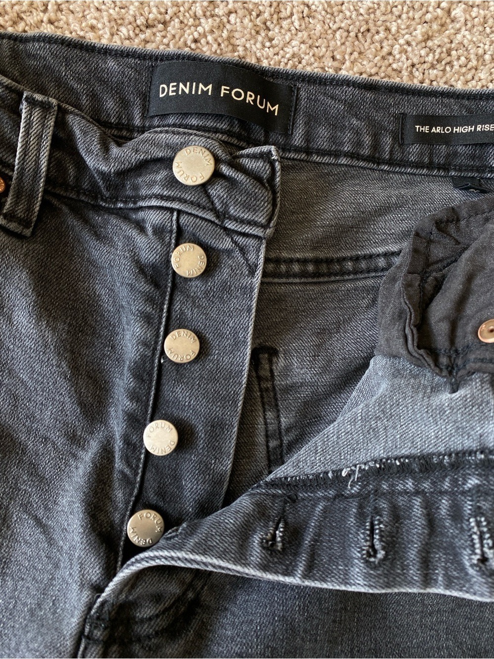 Denim Forum The Arlo High Rise Straight 28L Jeans Size 28 Washed Black - Picture 7 of 13